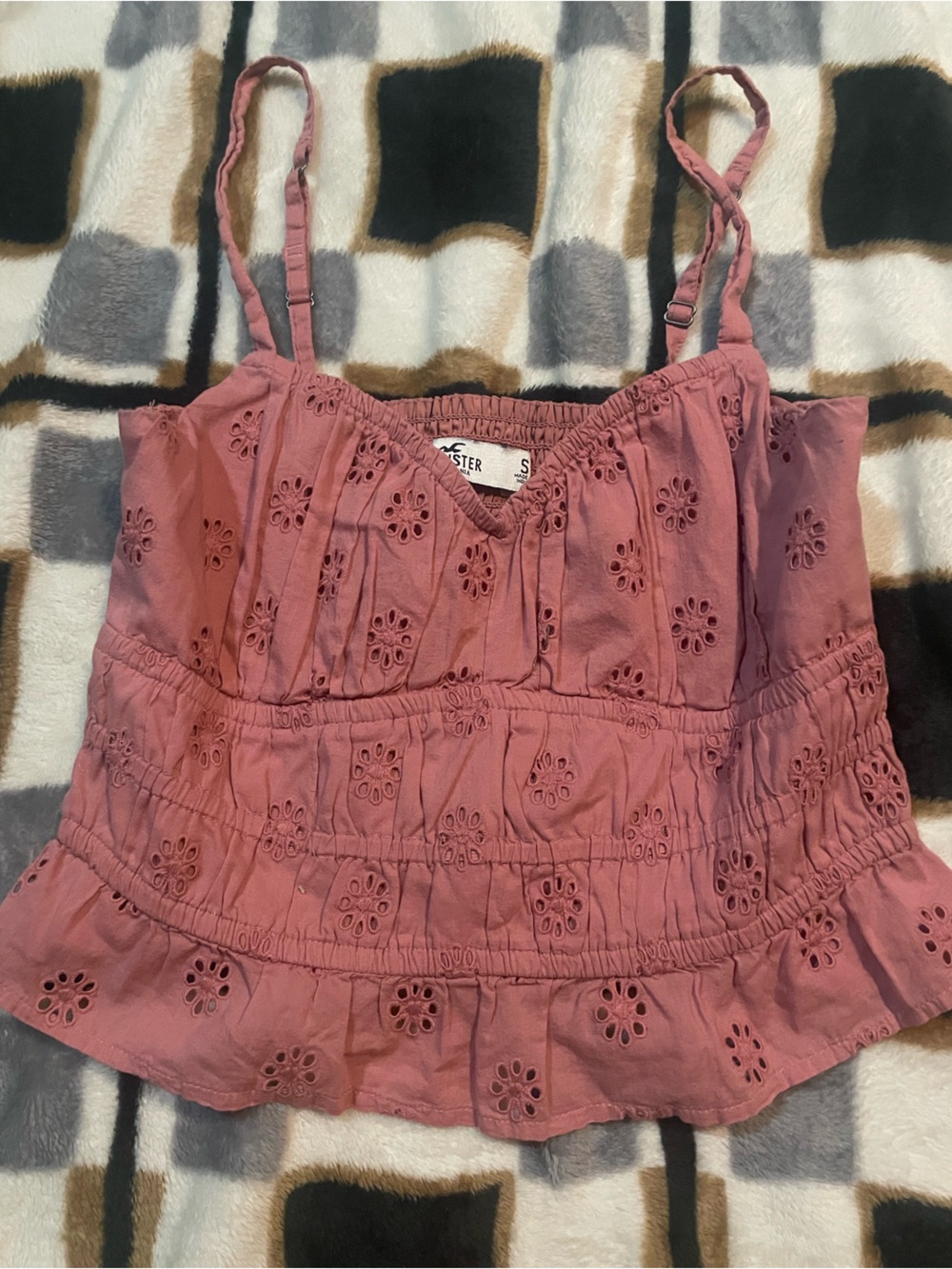 Hollister Mauve Eyelet Smocked Camisole